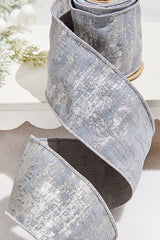 4" x 5 Yard Silver Jacquard Dupion Ribbon