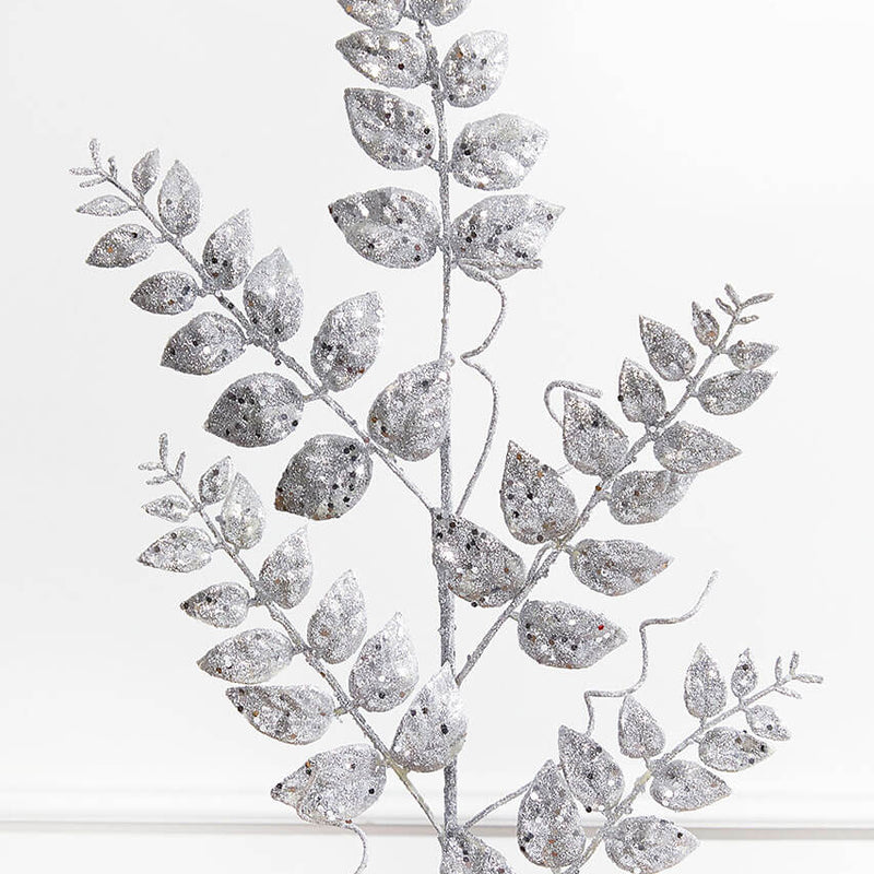 35” Glitter/Mica Later Fern Spray Silver