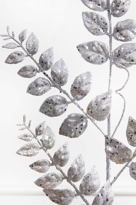 35” Glitter/Mica Later Fern Spray Silver