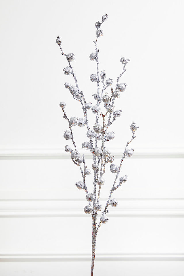 30” Silver Pomegranate Glitter Spray