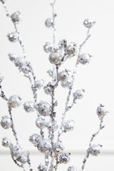 30" Silver Pomegranate Glitter Spray Decor