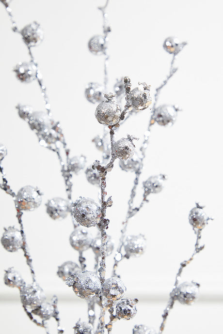 30” Silver Pomegranate Glitter Spray