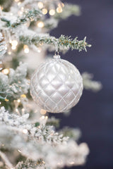 10 CM Silver Matte Glitter Net Ball Ornament