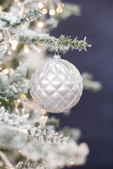 10 CM Silver Matte Glitter Net Ball Ornament