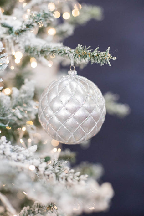 10 CM Silver Matte Glitter Net Ball Ornament