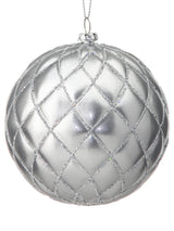 10 CM Silver Matte Glitter Net Ball Ornament