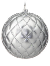 10 CM Silver Matte Glitter Net Ball Ornament