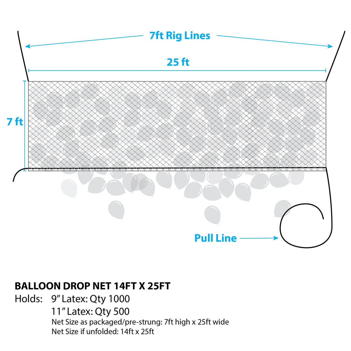 Balloon Drop Net Pre-Strung 25ft x 7ft