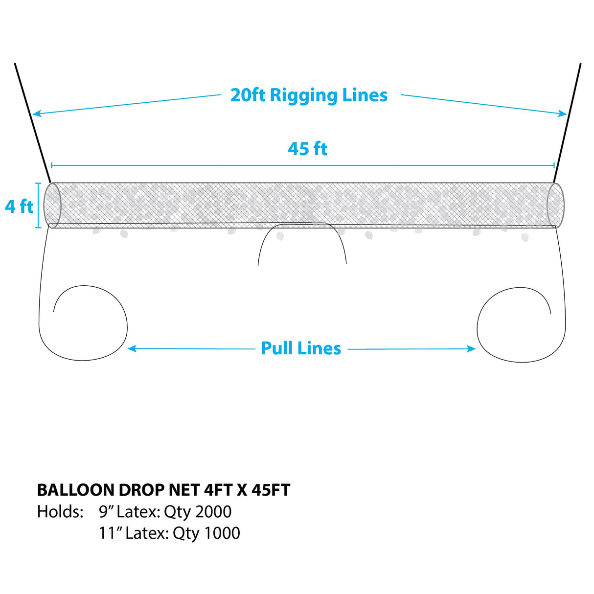 Balloon Drop Net 45ft x 4.5ft