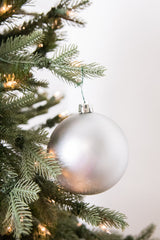 3.9” Shiny/Matte Silver Shatterproof Ornaments - Set of 4
