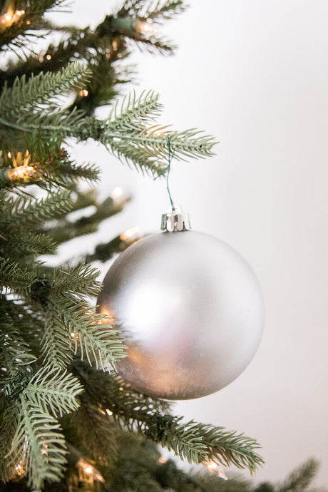 3.9” Shiny/Matte Silver Shatterproof Ornaments - Set of 4