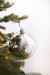 3.9” Shiny/Matte Silver Shatterproof Ornaments - Set of 4