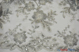 Edith Embroidery Fabric - Two Tone Floral Embroidery, Sheer Tulle, 52" Width, Multiple Colors (1 Yard)