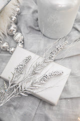 30” Silver Glitter Berry Spike/Twig Christmas Spray