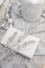 30 Inch Silver Glitter Berry Spike/Twig Christmas Spray