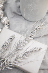 30” Silver Glitter Berry Spike/Twig Christmas Spray