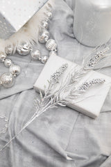 30” Silver Glitter Berry Spike/Twig Christmas Spray