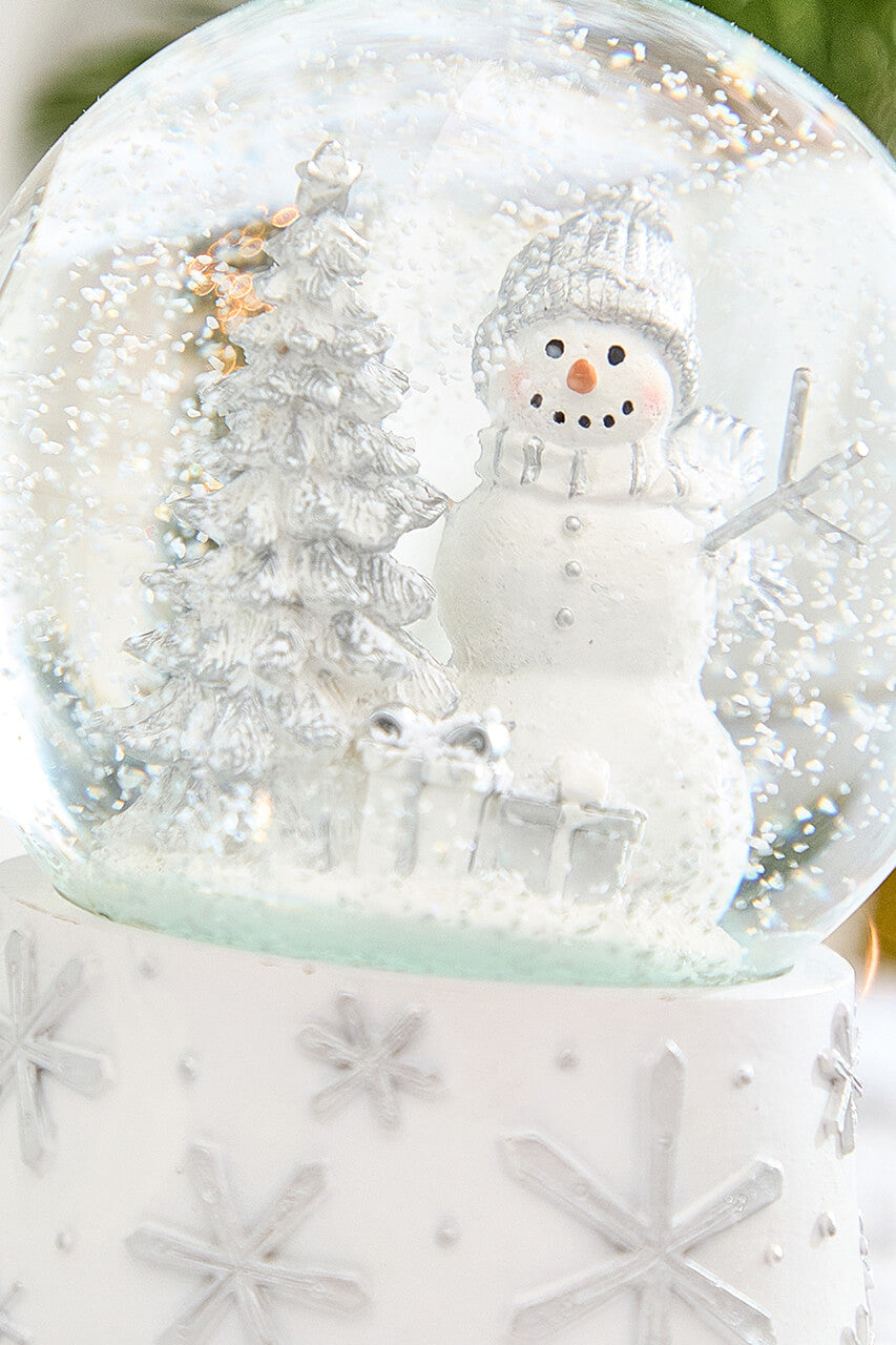 6.5" Silver & White Snowman Snow Globe