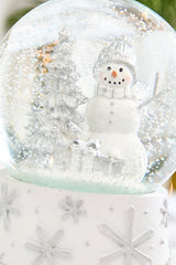 6.5" Silver & White Snowman Snow Globe
