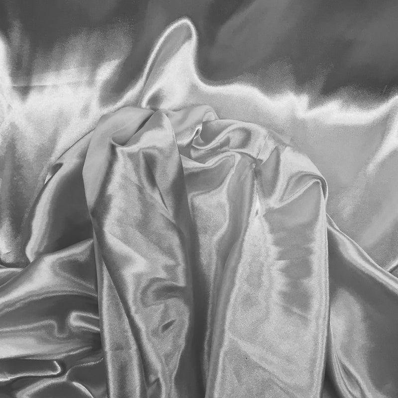 Silver Medium Satin Polyester Fabric - Silver, 58"-60" Wide (1 Yard)