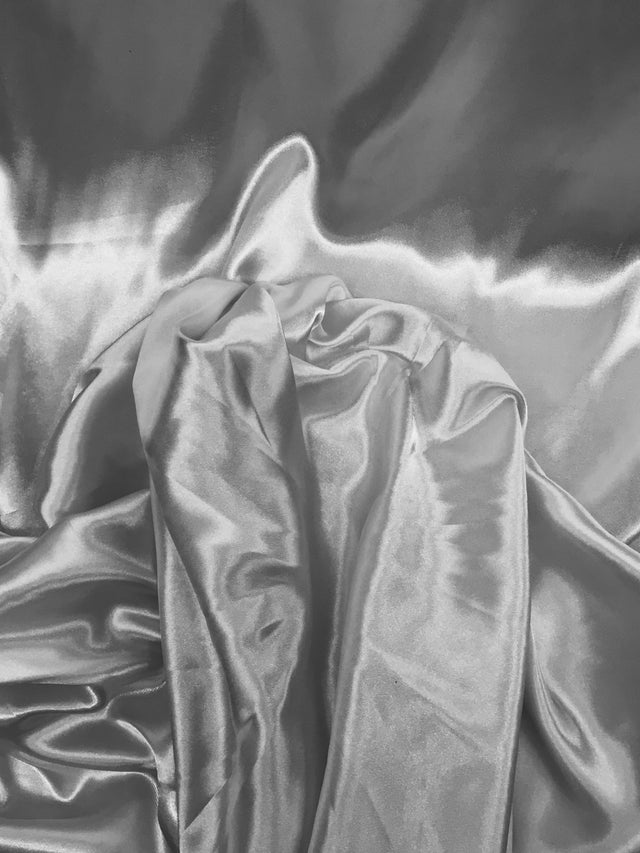 Silver Medium Satin Polyester Fabric - Silver, 58"-60" Wide (1 Yard)