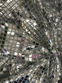 Silver Square Foil Sequin Fabric - Silver, Square Foil Glue On, 42" Width (1 Yard)