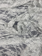 Silver Stretch Lace Fabric - Shimmery Floral Sheer, 58/60" Width