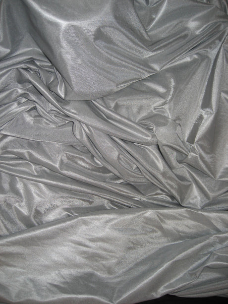 Low Stretch Silver Polyester Fabric - Silver, 108"-120" Width (1 Yard)