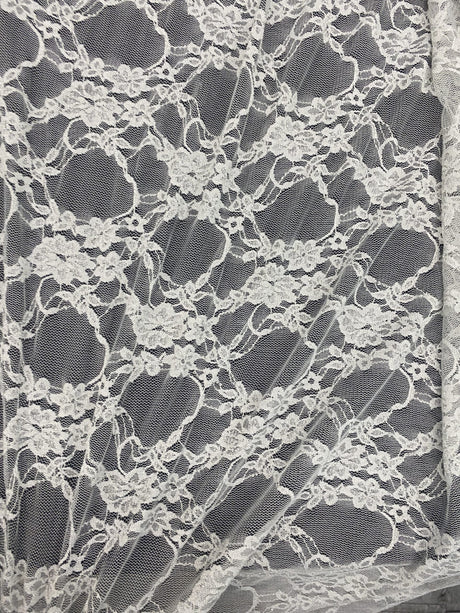 Silver Stretch Lace Fabric - Shimmery Floral Sheer, 58/60" Width