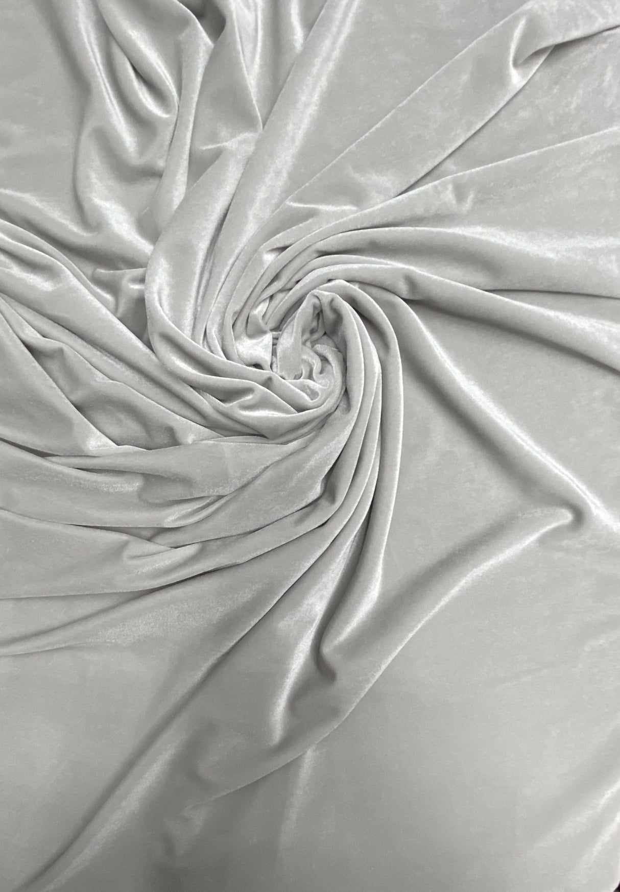 Silver Stretch Velvet Fabric - Silver, 58"-60" Width