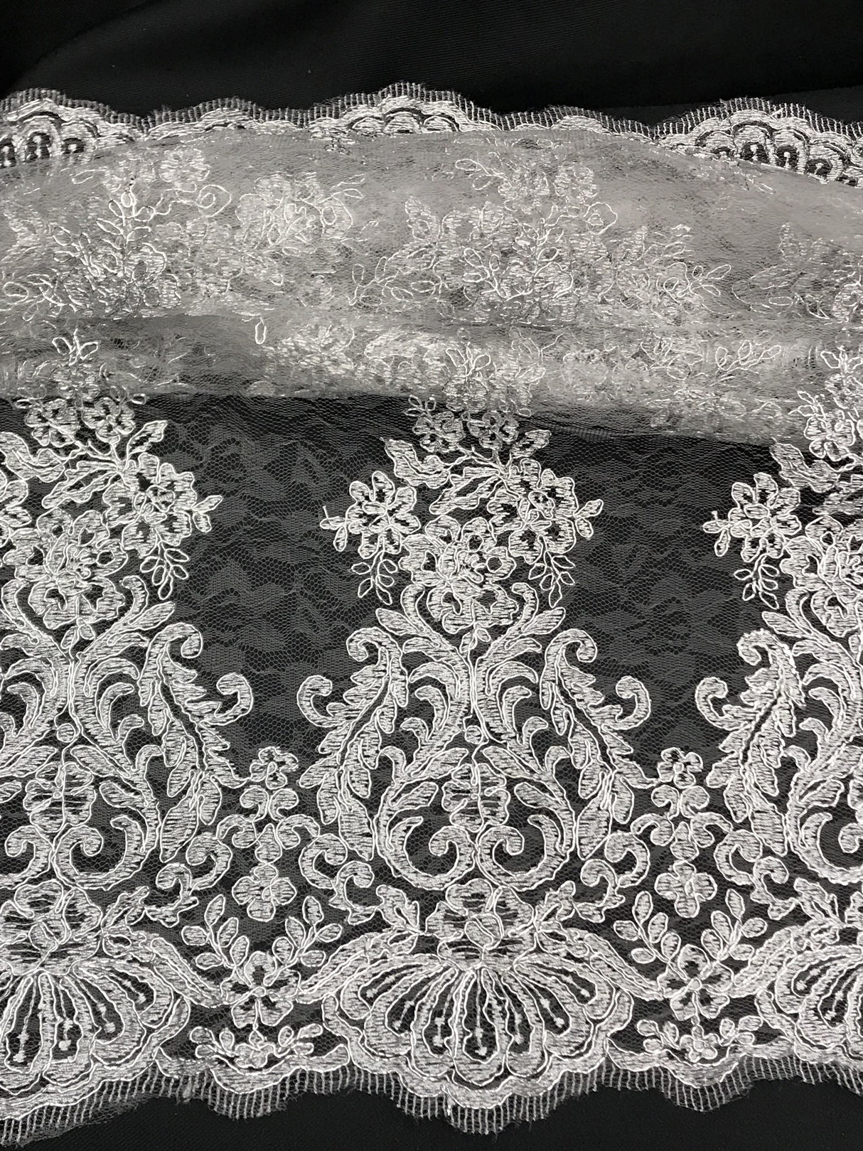 Metallic Silver Corded Lace Polyester Fabric - Silver, Sheer, 54/55" Width