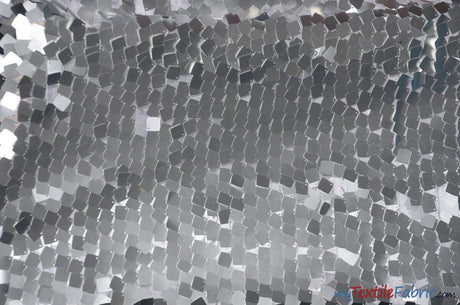 Dull Square Dazzle Polyester Fabric - Square Sequins, Sheer Mesh, 52" Width (1 Yard)