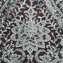 1 yarda de tela de encaje con cuentas y lentejuelas bordadas sobre malla de red 100% poliéster | Lace USA - GD-66722 - Plata - 52" -