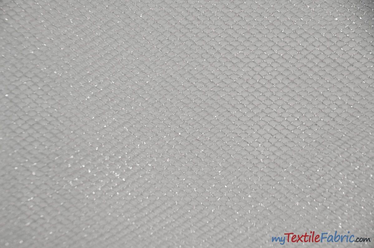Metallic Lurex Mesh Metallic Net Fabric - Silver Metallic Fish Net, 58" Wide (1 Yard)