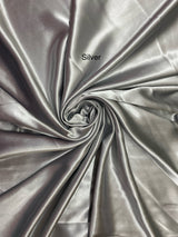 Crepe Satin Polyester Fabric - Silver, Shiny, 58" Width (1 Yard)