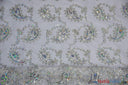 Coco Paisley Polyester Fabric - Sheer Embroidered Paisley, Double Scallop Lace, 52" Width (1 Yard)