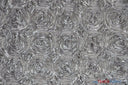 Rosette Satin Polyester Fabric - 3D Satin Floral Embroidery, 52/54" Width (Yards, Bolts, Sample Swatch)