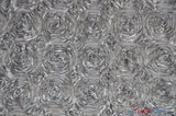 Rosette Satin Polyester Fabric - 3D Satin Floral Embroidery, 52/54" Width (Yards, Bolts, Sample Swatch)