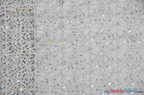 Open Weave Chain Chemical Lace Polyester Fabric - Sheer Metallic Open Work, Sequins Embellished, 50" Width, 10 Colors (1 Yard)