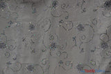 Aurora Taffeta Embroidered Floral Taffeta Fabric - Multi Color Floral Embroidery With Sequins, 54" Width (1 Yard)