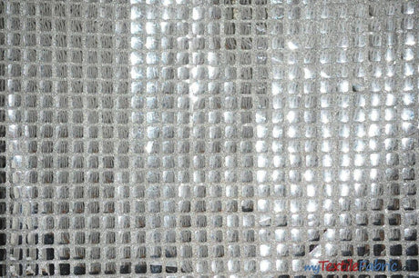 Quad Sequins Polyester Fabric - Square Sequins, Multiple Colors, 45" Wide (1 Yard)