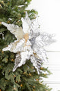 26" x 20.5" Large Silver Metallic Poinsettia Stem
