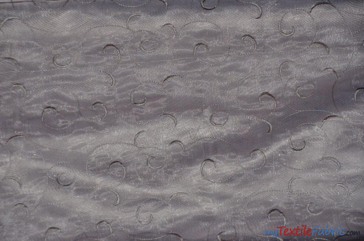 Swirl Organza Polyester Fabric - Embroidered Swirl Sheer, 52/54" Width, Multiple Colors (1 Yard)