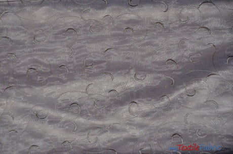Swirl Organza Polyester Fabric - Embroidered Swirl Sheer, 52/54" Width, Multiple Colors (1 Yard)
