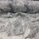 Designer Sequin Lace On Mesh Fabric - Blush, Champagne, Gold, Hunter Green, Red, Silver, White, 52" Width (1 Yard)