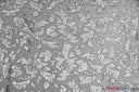 Wendy Sequins Polyester Fabric - Embroidered Flower Sequins, Sheer Metallic Lace, 54" Width, Gold, Silver (1 Yard)