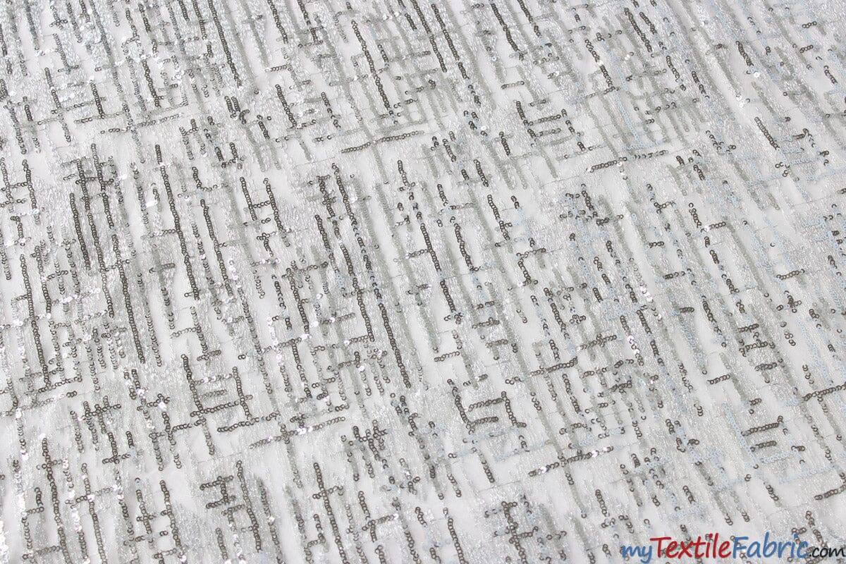 Everleigh Embroidery Polyester Lace Fabric - Sequins Hatch Cross, Multiple Colors, 52" Width (1 Yard)