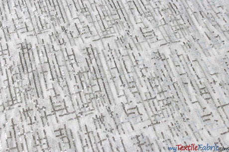 Everleigh Embroidery Polyester Lace Fabric - Sequins Hatch Cross, Multiple Colors, 52" Width (1 Yard)