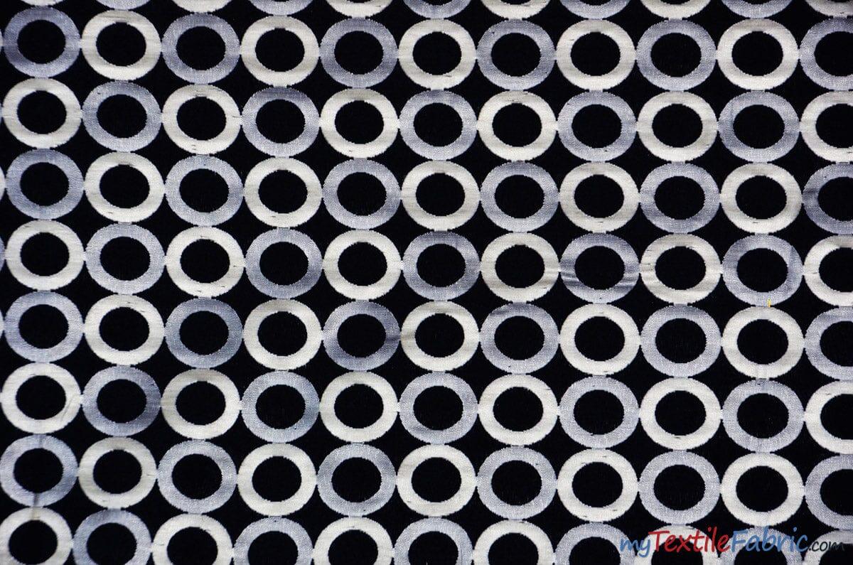 Contempo Jacquard 100 Percent Polyester Fabric - Metallic Circle Pattern, 58/60" Width, Gold, Silver (1 Yard)