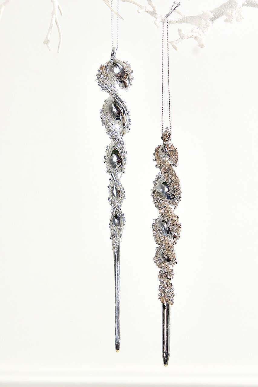 10 Inch Glass Icicle Ornament